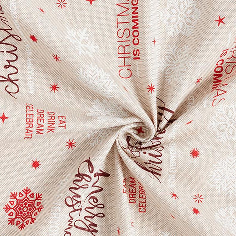 Tissu de décoration Semi-panama Merry Christmas – beige/rouge foncé,  image number 3