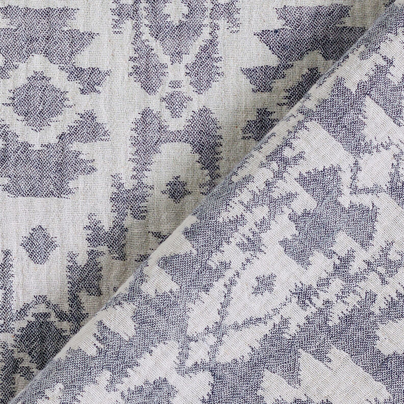 Tissu double gaze de coton Motif aztèque jacquard | by Poppy bleu nuit/gris brume,  image number 6