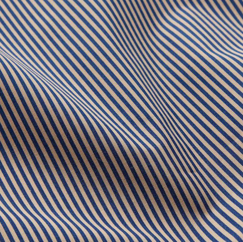 Tissu pour chemise à rayures verticales – bleu marine/beige,  image number 2