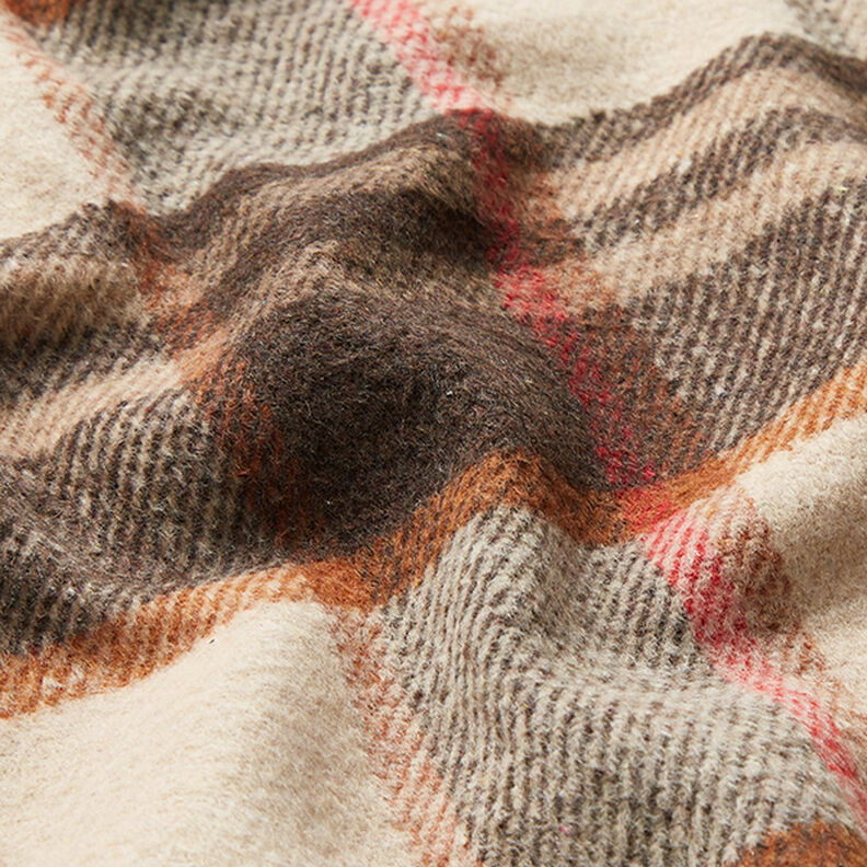 Tissu pour manteau Carreaux colorés – noix de cajou/marron noir,  image number 2