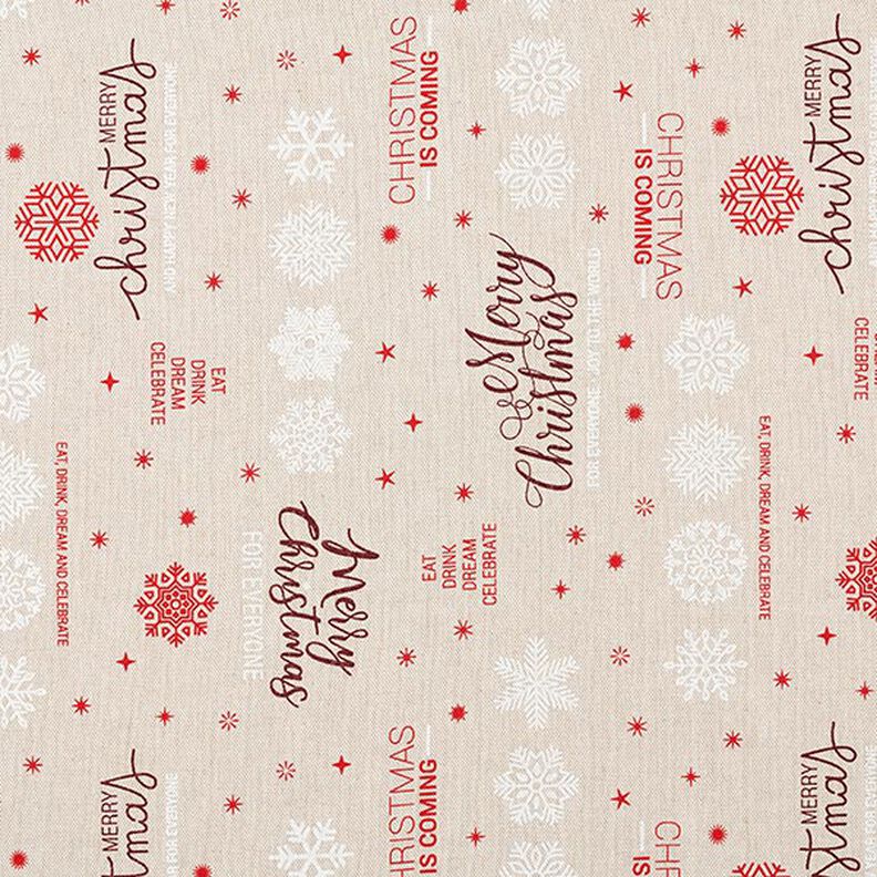 Tissu de décoration Semi-panama Merry Christmas – beige/rouge foncé,  image number 1