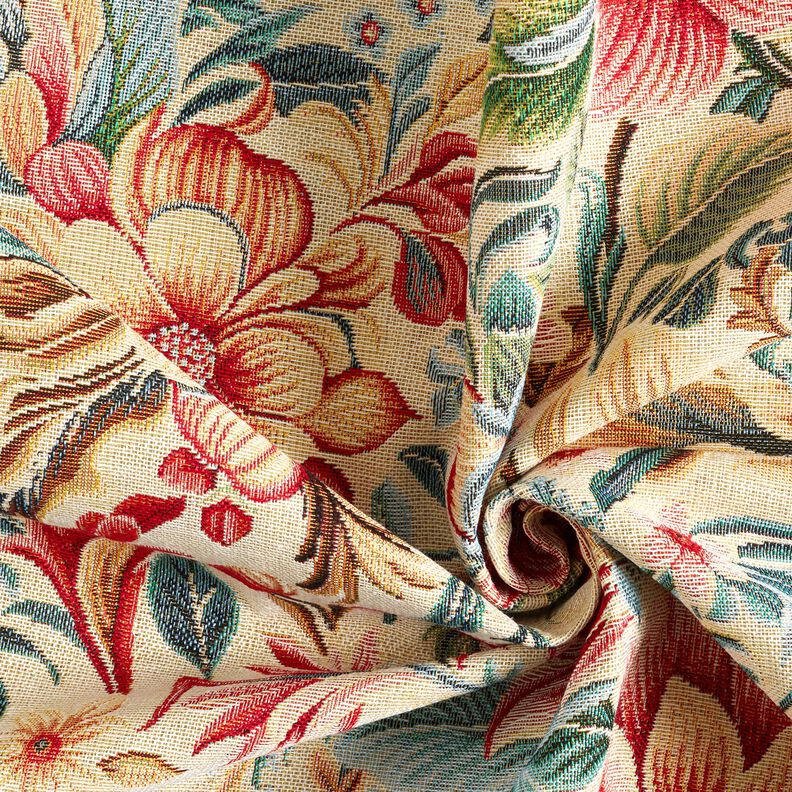 Tissu de décoration Gobelin Superbes fleurs – beige clair/rouge,  image number 3