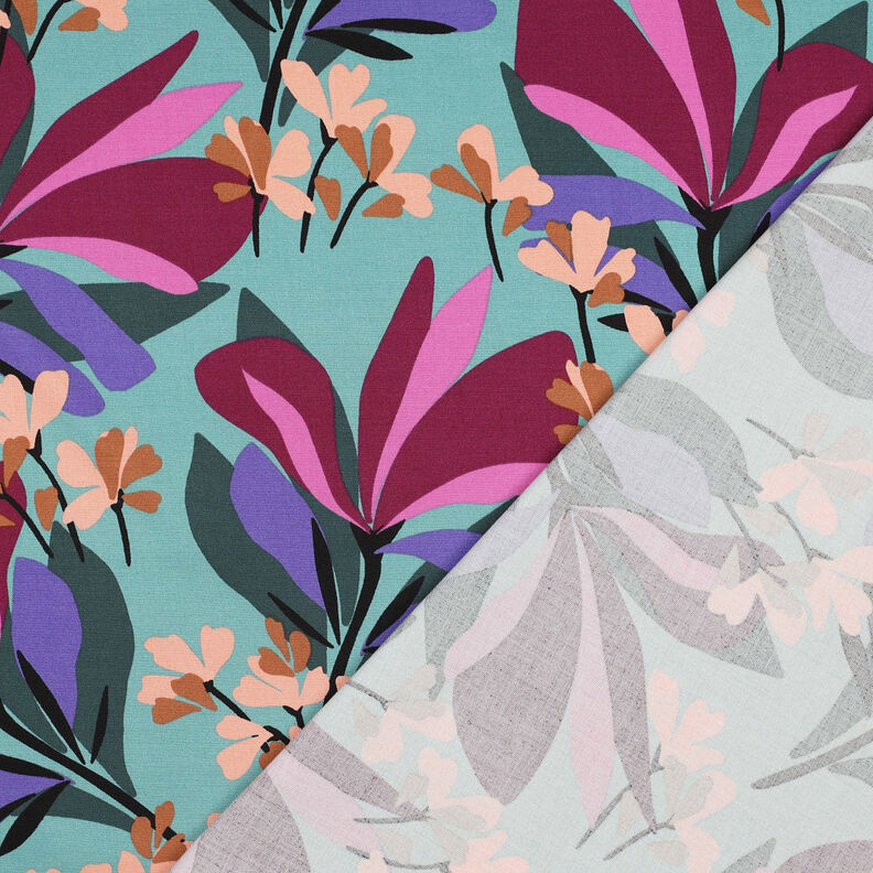 Rosella Stretch Spring Garden | Nerida Hansen – bleu aqua/rouge bordeaux,  image number 4