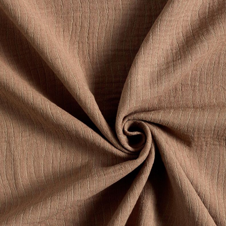 Mélange lin coton Jacquard Motif de vagues – marron moyen,  image number 4