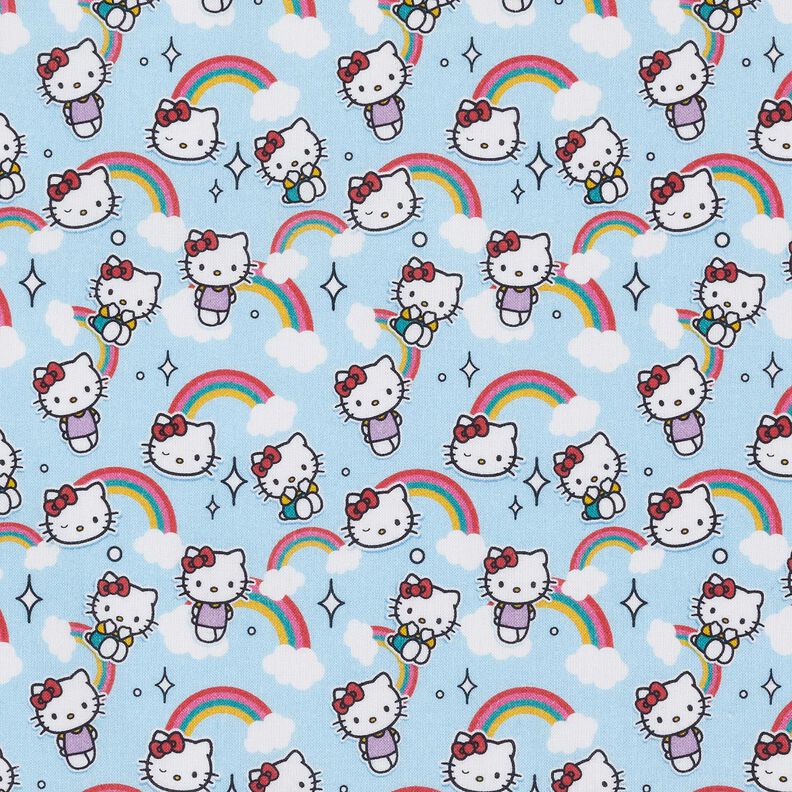 Popeline coton Arcs-en-ciel Hello Kitty Tissu sous licence | SANRIO – bleu ciel,  image number 1