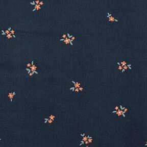 Velours milleraies Petites fleurs dispersées | by Poppy – bleu marine, 